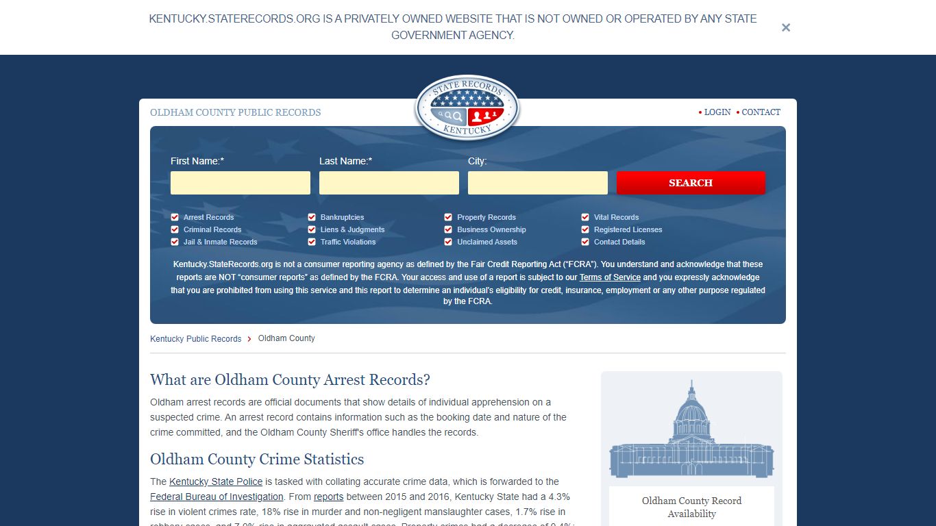 Oldham County Arrest, Court, and Public Records | StateRecords.org