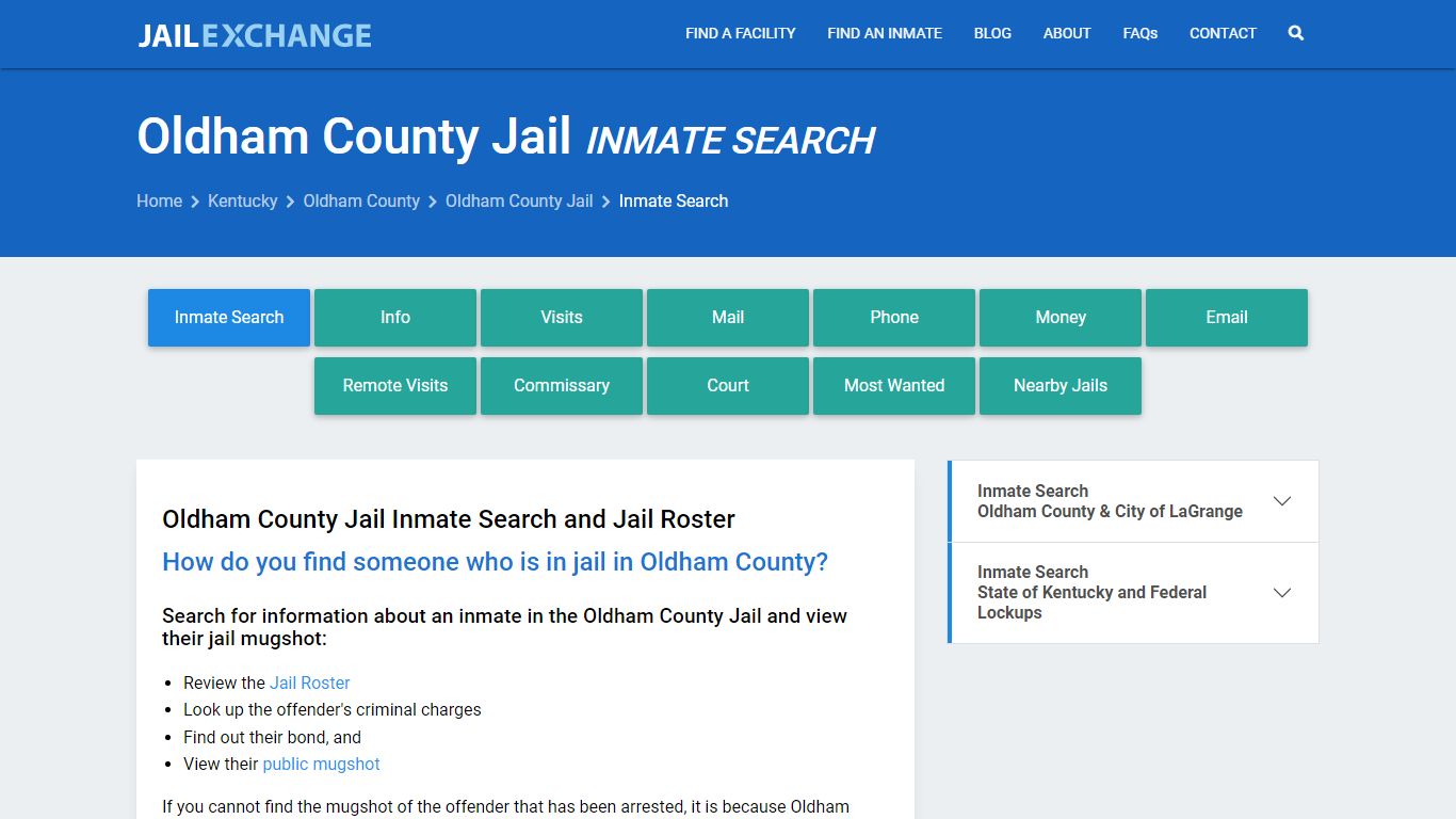 Inmate Search: Roster & Mugshots - Oldham County Jail, KY
